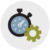 stopwatch with gears icon