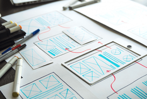 application layout ad flow sketches