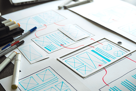 application layout ad flow sketches